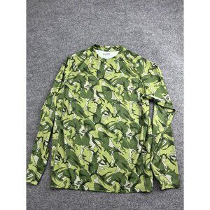 Simms Shirt Mens Medium Green Camo SolarFlex UPF 50 Long Sleeve Sun‎ Fishing